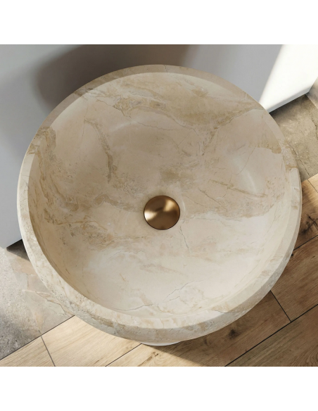 rund håndvask vask gulvmonteret gulv badeværelse sten