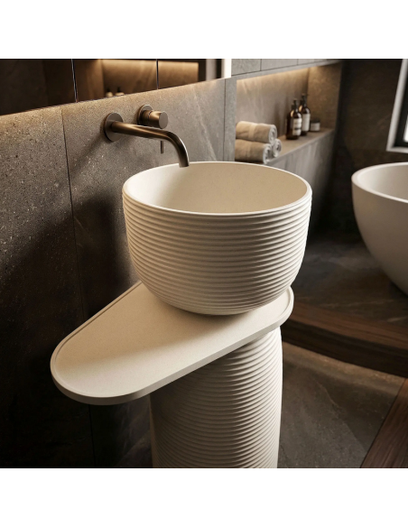 rund håndvask vask gulvmonteret gulv badeværelse sten