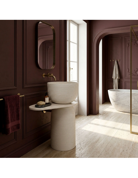 rund håndvask vask gulvmonteret gulv badeværelse sten