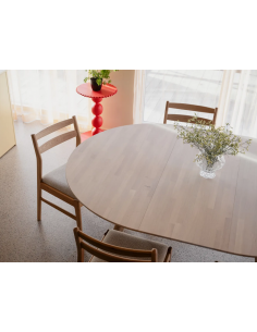 rowico home spisebord i moderne design af egetræ plankebord tillægsplade rundt 2