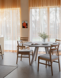 rowico home spisebord i moderne design af egetræ eg rundt runde tillægsplader udtræk 2