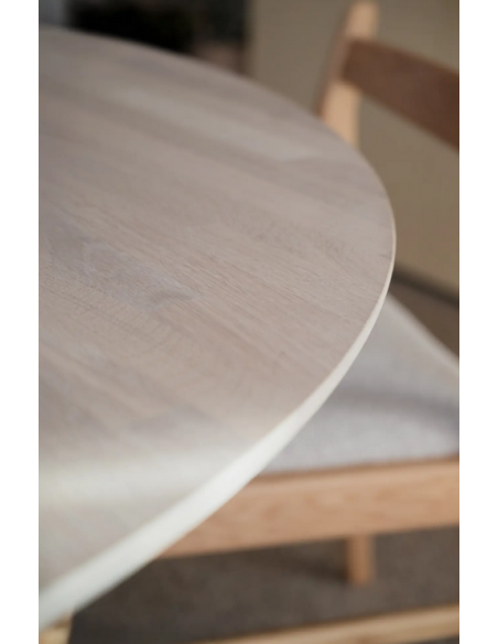 rowico home spisebord i moderne design af egetræ eg rundt runde tillægsplader udtræk