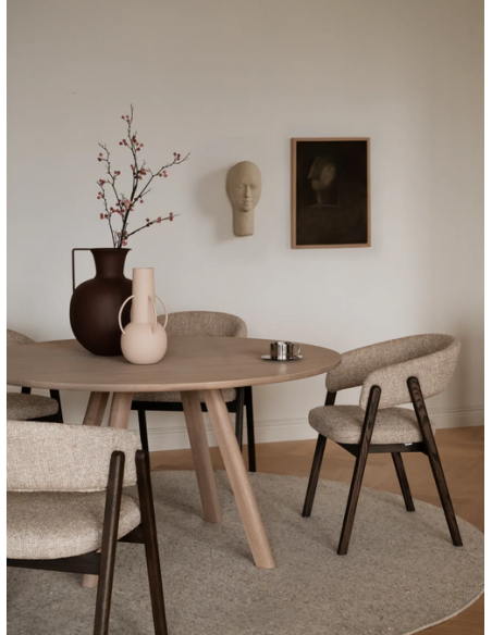 rowico home spisebord i moderne design af egetræ eg rundt runde tillægsplader udtræk