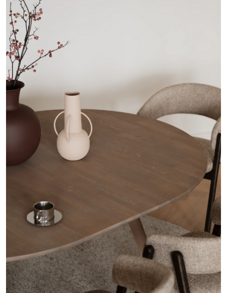 rowico home spisebord i moderne design af egetræ eg rundt runde tillægsplader udtræk