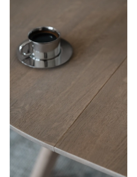 rowico home spisebord i moderne design af egetræ eg rundt runde tillægsplader udtræk