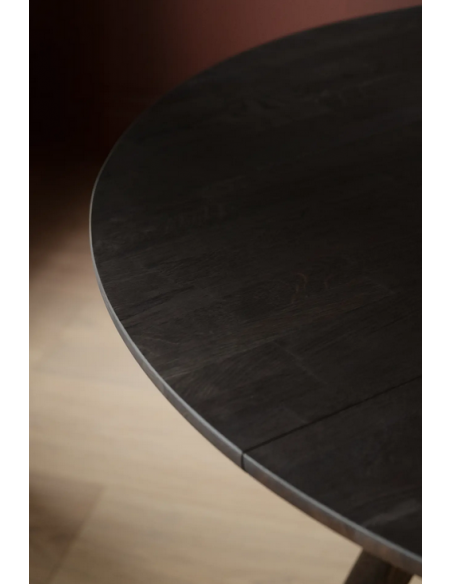 rowico home spisebord i moderne design af egetræ eg rundt runde tillægsplader udtræk