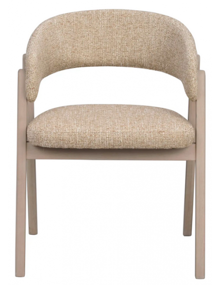 spisebordsstol træ egetræ moderne design armlæn stof beige