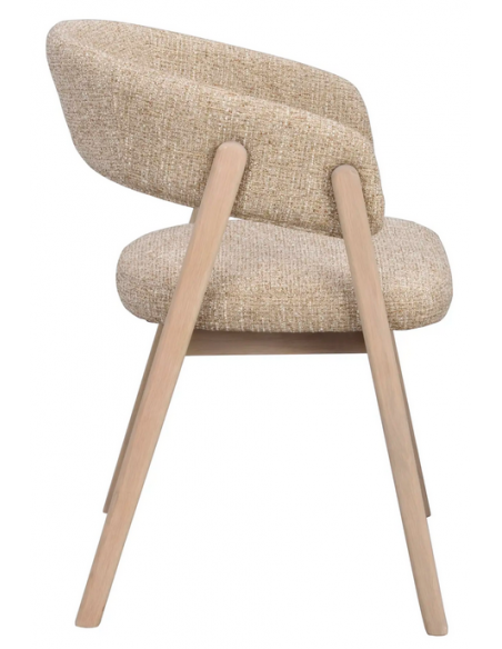 spisebordsstol træ egetræ moderne design armlæn stof beige