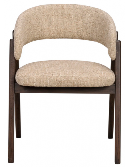 spisebordsstol træ egetræ moderne design armlæn stof beige