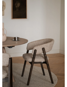 spisebordsstol træ egetræ moderne design armlæn stof beige 2