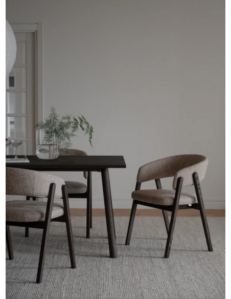 spisebordsstol træ egetræ moderne design armlæn stof beige