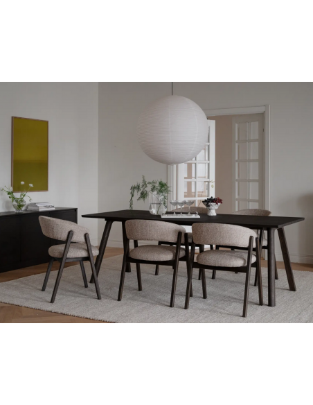 spisebordsstol træ egetræ moderne design armlæn stof beige