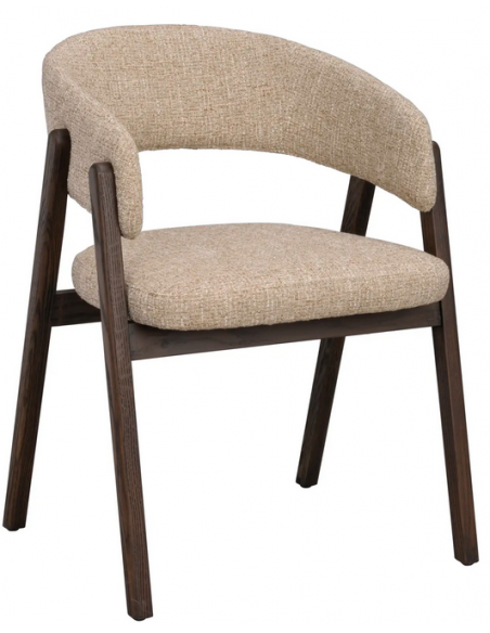 spisebordsstol træ egetræ moderne design armlæn stof beige