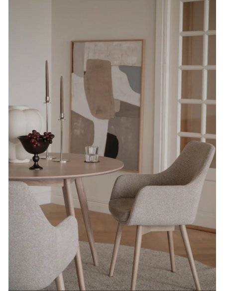 spisebordsstol med armlæn stof beige moderne design stue
