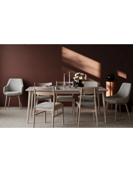 spisebordsstol med armlæn stof beige moderne design stue