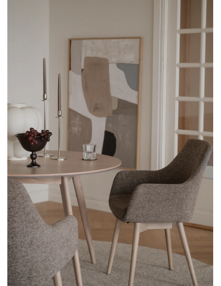 spisebordsstol med armlæn stof beige moderne design stue