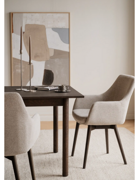 spisebordsstol med armlæn stof beige moderne design stue