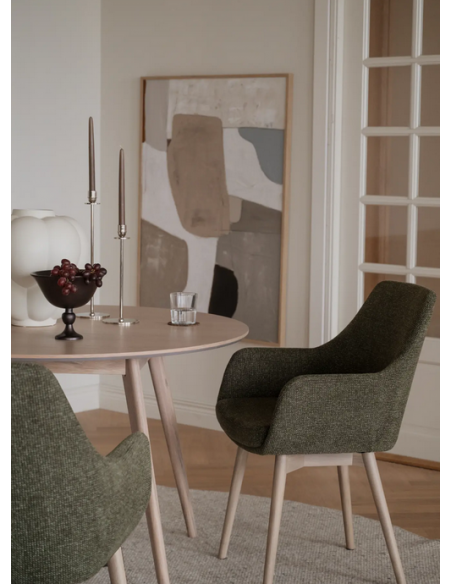 spisebordsstol med armlæn stof grøn moderne design stue