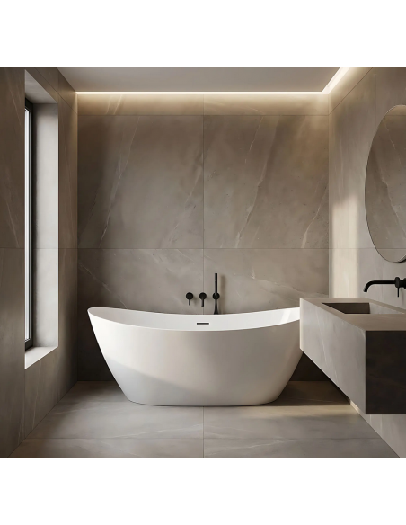 fritstående badekar 160 blank skinnende hvid akryl moderne design