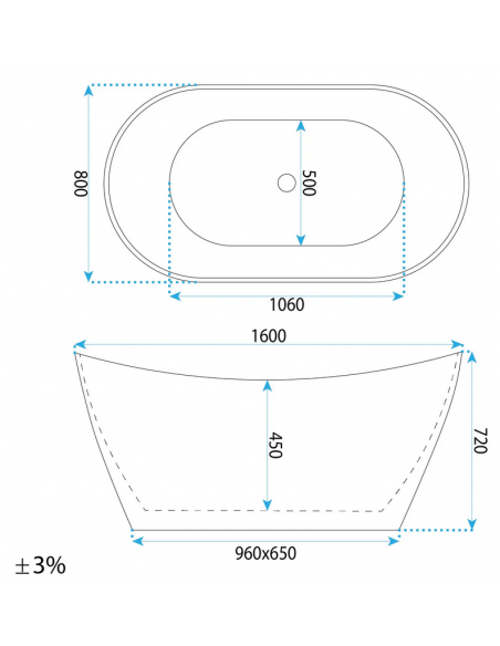 fritstående badekar 160 blank skinnende hvid akryl moderne design