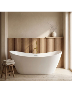 fritstående badekar 150 blank skinnende hvid akryl moderne design