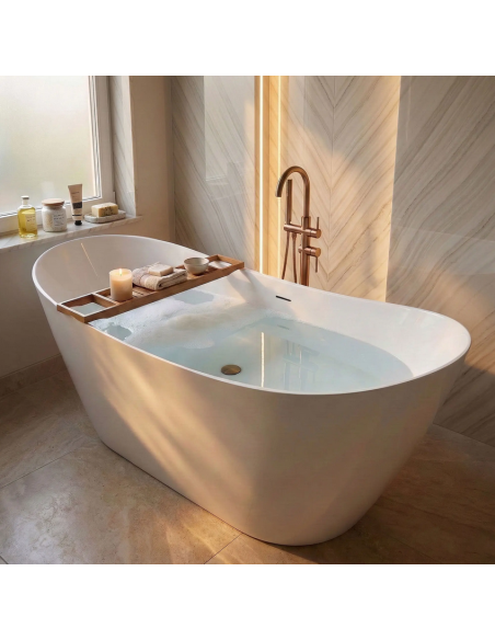 fritstående badekar 150 blank skinnende hvid akryl moderne design