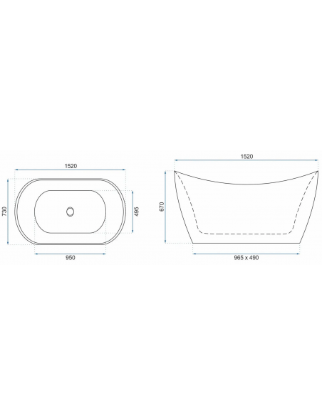 fritstående badekar 150 blank skinnende hvid akryl moderne design