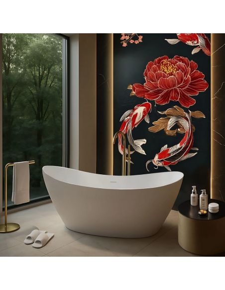 fritstående badekar 170 blank skinnende hvid akryl moderne design