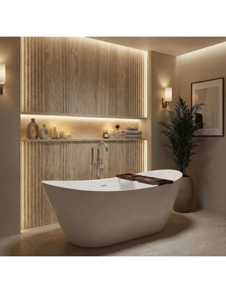 fritstående badekar 180 blank skinnende hvid akryl moderne design