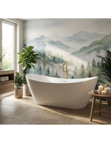 fritstående badekar 180 blank skinnende hvid akryl moderne design