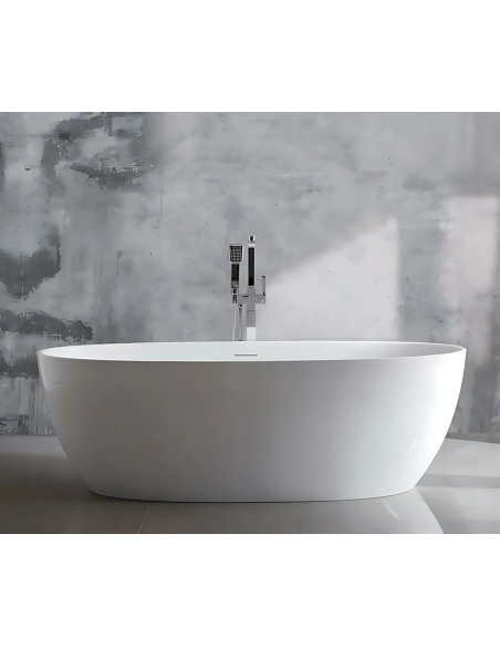 fritstående badekar 170 blank skinnende hvid akryl moderne design