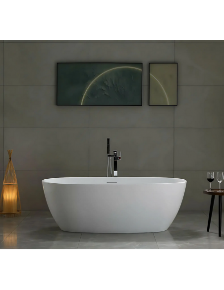 fritstående badekar 170 blank skinnende hvid akryl moderne design