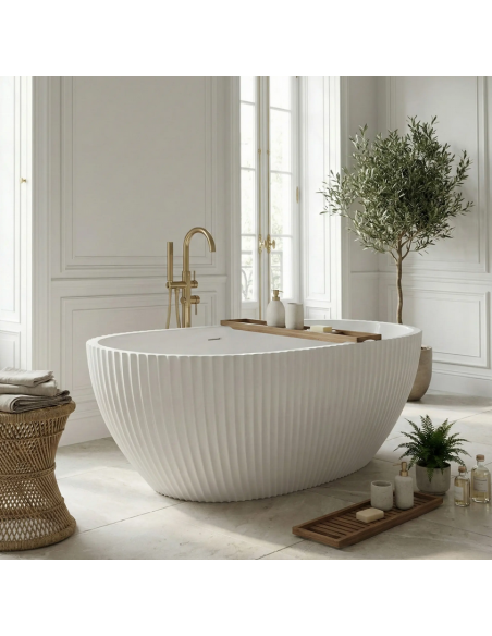 fritstående badekar 170 blank skinnende hvid akryl moderne design