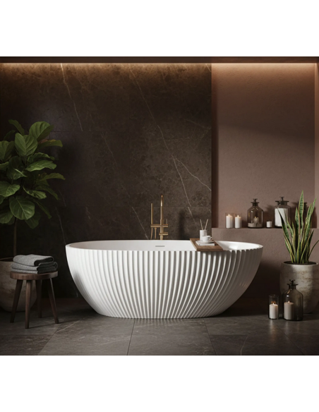 fritstående badekar 170 blank skinnende hvid akryl moderne design