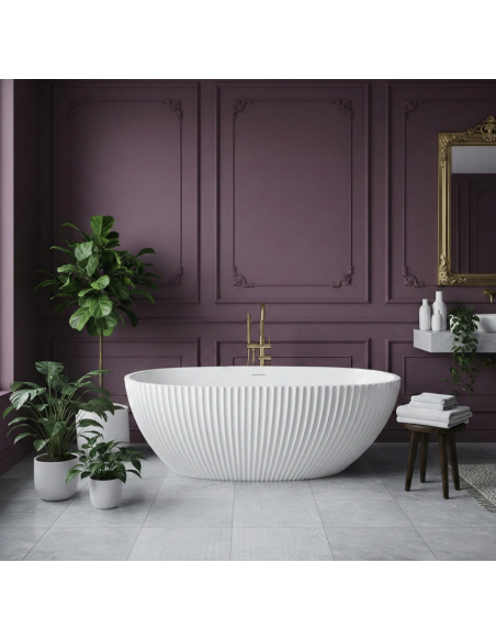 fritstående badekar 170 blank skinnende hvid akryl moderne design