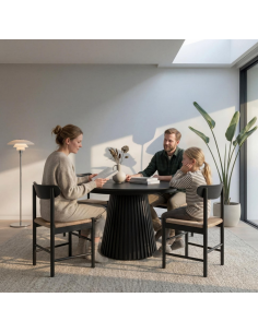 rundt spisebord med udtræk sort træ egetræ 140 2