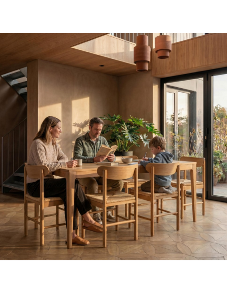 spisebord med udtræk eg olieret moderne design tillægsplader butterfly træ egetræ massiv