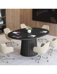 ovalt sort spisebord indretning billigt træ moderne nordisk design 2