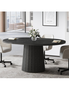 ovalt sort spisebord indretning billigt træ moderne nordisk design