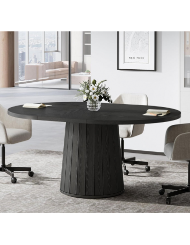 ovalt sort spisebord indretning billigt træ moderne nordisk design