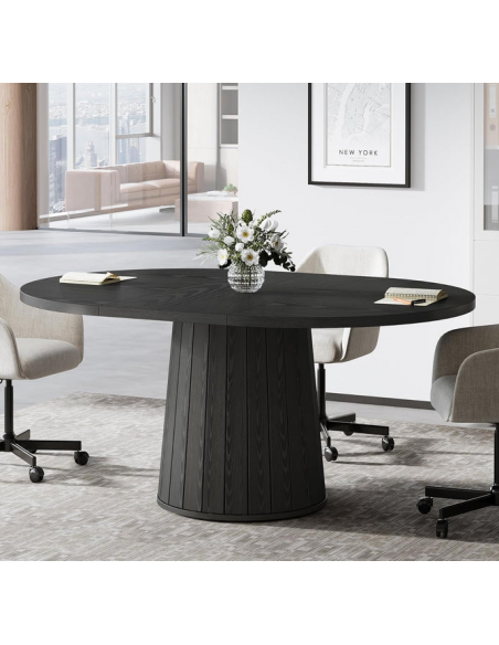 ovalt sort spisebord indretning billigt træ moderne nordisk design