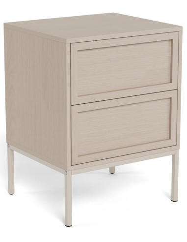 Sengebord i metal og møbelplade H61 x B45,6 x D40 cm - Gråbeige/Gråbeige natur