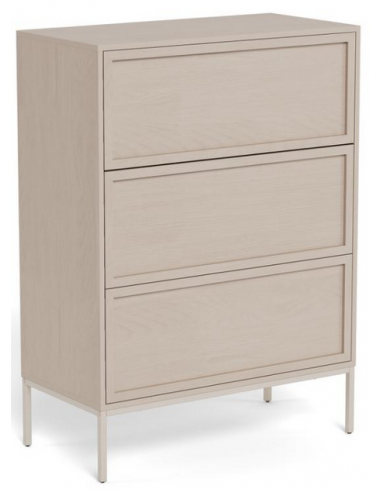 Kommode i metal og møbelplade H110 x B80 x D40 cm - Gråbeige/Gråbeige natur