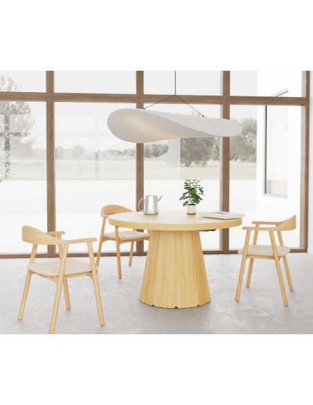 rundt spisebord med udtræk moderne design tillægsplader eg træ egetræ butterfly