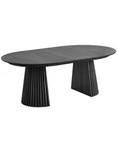 Ovalt spisebord med udtræk sort moderne design træ 200 250 300 120 2