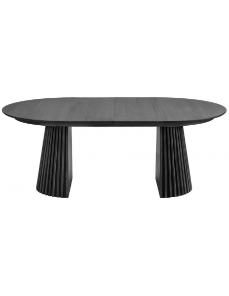 Ovalt spisebord med udtræk sort moderne design træ 200 250 300 120