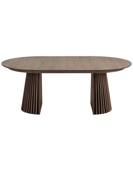 Ovalt spisebord med udtræk smoked røget brun moderne design træ 200 250 300 120