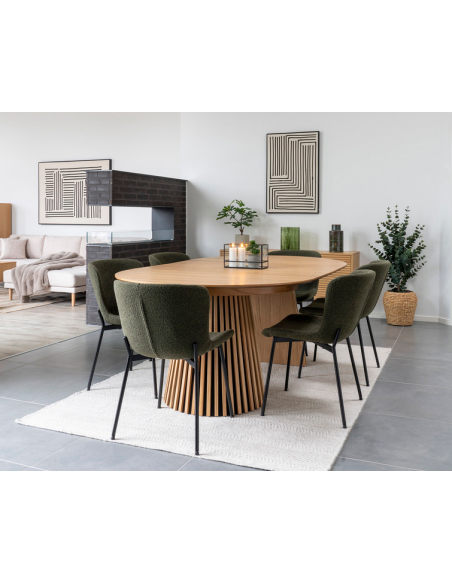 Ovalt spisebord med udtræk eg egetræ moderne design træ 200 250 300 120