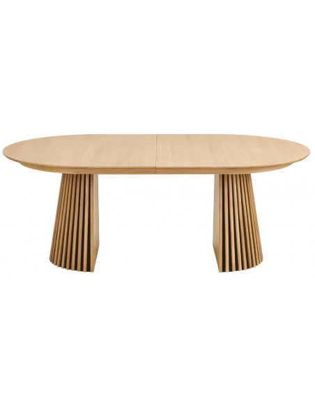 Ovalt spisebord med udtræk eg egetræ moderne design træ 200 250 300 120