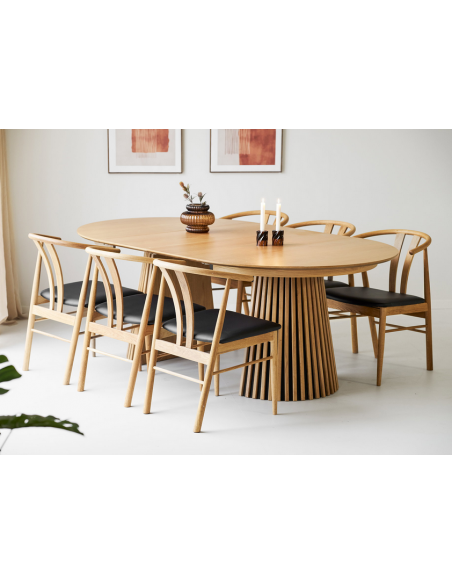 Ovalt spisebord med udtræk eg egetræ moderne design træ 200 250 300 120